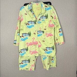 Nick and Nora Backyard Flamingo pajama set